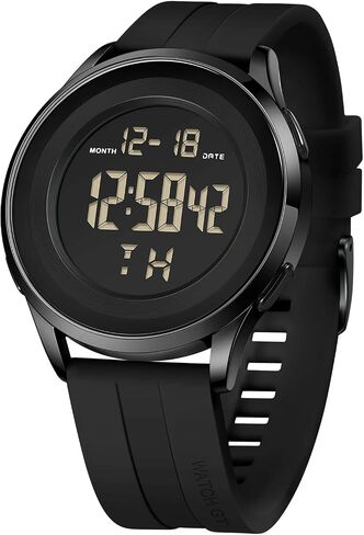 Mens Digital Waterproof Military Watch for Men Black Dive Tactical Sports Minimalist Ultra-Thin Wrist Watch in Saudi Arabia