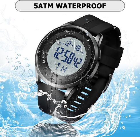Mens Digital Waterproof Military Watch for Men Black Dive Tactical Sports Minimalist Ultra-Thin Wrist Watch in Saudi Arabia