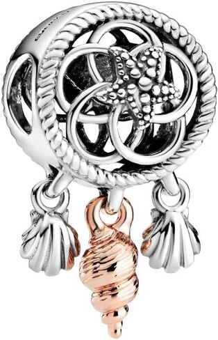 PANDORA Jewelry Openwork Seashell Dreamcatcher Charm - Necklace or Bracelet Charm for Women - Sterling Silver and 14k Rose Gold-Plated in Saudi Arabia