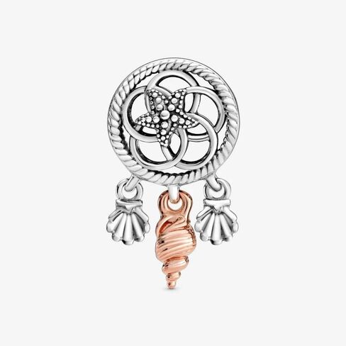 PANDORA Jewelry Openwork Seashell Dreamcatcher Charm - Necklace or Bracelet Charm for Women - Sterling Silver and 14k Rose Gold-Plated in Saudi Arabia
