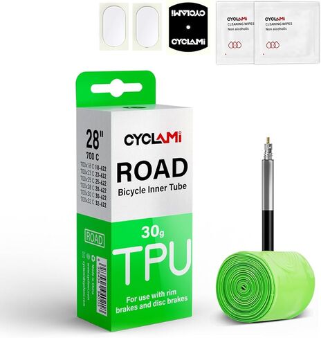 2-Pack CYCLAMI 700c x 18-32c / 32-47C (ALLRoad & Gravel) أنابيب داخلية للدراجة من مادة TPU مع صمامات بريستا 45 مم / 65 مم / 85 مم خفيفة للغاية (تشمل مجموعة إصلاح رقعة أنبوب الدراجة ورافعات الإطارات) in Kuwait