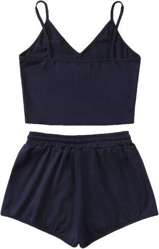 SweatyRocks Women's Suit Two Piece Outfits Sleeveless Crop Cami Top and Shorts Set in Saudi Arabia