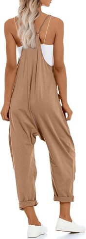 One Piece Jumpsuits for women V Neck Sleeveless Loose Fit overalls Spaghetti Strap Harem Long Pants with Pockets in Kuwait