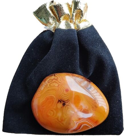 Natural Chakra Reiki Polished Healing Oval Pocket Worry Stone Crystals for Anxiety Stress Relief Therapy (Banded Agate) in Saudi Arabia