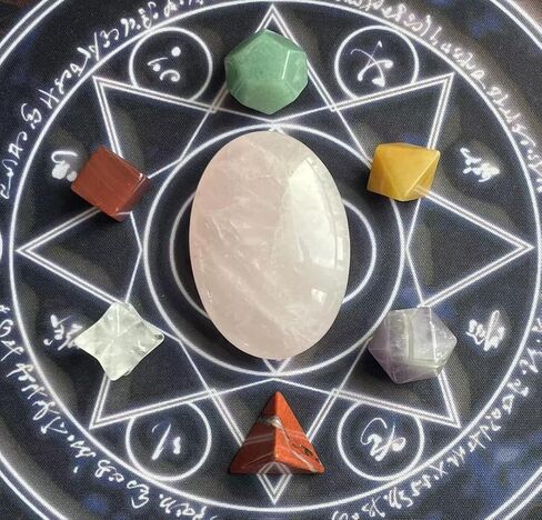 Natural Chakra Reiki Polished Healing Oval Pocket Worry Stone Crystals for Anxiety Stress Relief Therapy (Banded Agate) in Saudi Arabia