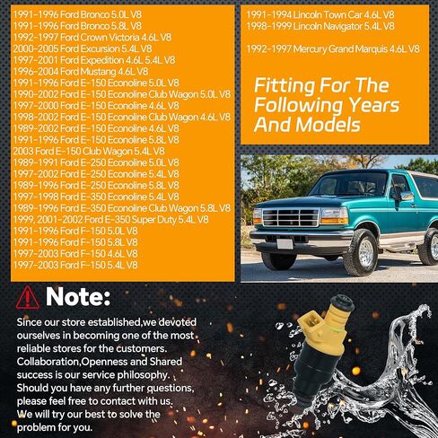 حاقن الوقود ذو 4 فتحات 8 قطع متوافق مع فورد E-150/E-250/E-350/F-150، لينكولن تاون كار/نافيجيتور، 0280150718 0280150956 822-1111 in Kuwait