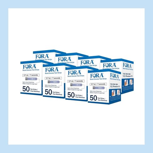 FORA V10 V12 D10 D20 PremiumV12 (غير متوافق مع Premium V10) شرائط اختبار الجلوكوز في الدم - 50 قطعة in Kuwait