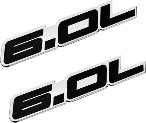 2Pc 6.0L Engine Badge Sticker Fender Trunk Sport Emblem Nameplate Sticker for Hood Fender Door Trunk Tailgate (Chrome Black) in Saudi Arabia