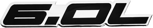 2Pc 6.0L Engine Badge Sticker Fender Trunk Sport Emblem Nameplate Sticker for Hood Fender Door Trunk Tailgate (Chrome Black) in Saudi Arabia