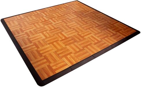 Big Floors 3X3LUXBLAKFLOOR Modular Interlocking Lightweight Plastic Dance Floor Kit (3' x 3'), Luxury Black, 21 Piece in Saudi Arabia