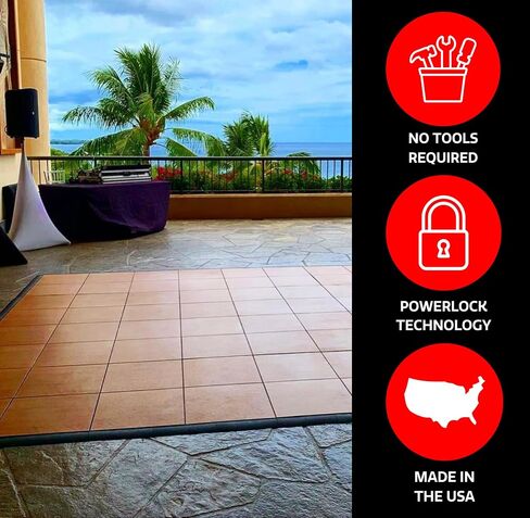 Big Floors 3X3LUXBLAKFLOOR Modular Interlocking Lightweight Plastic Dance Floor Kit (3' x 3'), Luxury Black, 21 Piece in Saudi Arabia