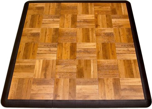 Big Floors 3X3LUXBLAKFLOOR Modular Interlocking Lightweight Plastic Dance Floor Kit (3' x 3'), Luxury Black, 21 Piece in Saudi Arabia