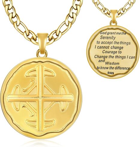 Cross Necklace for Men Women 925 Sterling Silver Cross Serenity Prayer Necklace Religious Jewelry Gifts for Men Women in Saudi Arabia