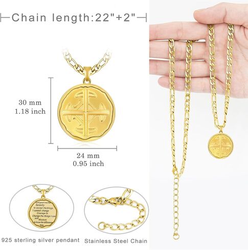 Cross Necklace for Men Women 925 Sterling Silver Cross Serenity Prayer Necklace Religious Jewelry Gifts for Men Women in Saudi Arabia