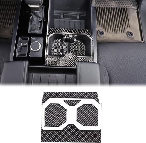 Car Front Seat Central Armrest Cup Holder Cup Panel Trim Sticker Compatible with Toyota Tundra/Sequoia 2022-2024 Real Carbon Fiber Center Console Cup Holder Decorative Frame Protect Cover Accessories in Saudi Arabia
