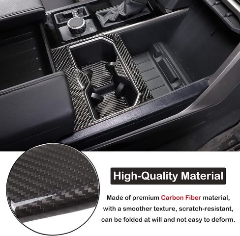 Car Front Seat Central Armrest Cup Holder Cup Panel Trim Sticker Compatible with Toyota Tundra/Sequoia 2022-2024 Real Carbon Fiber Center Console Cup Holder Decorative Frame Protect Cover Accessories in Saudi Arabia