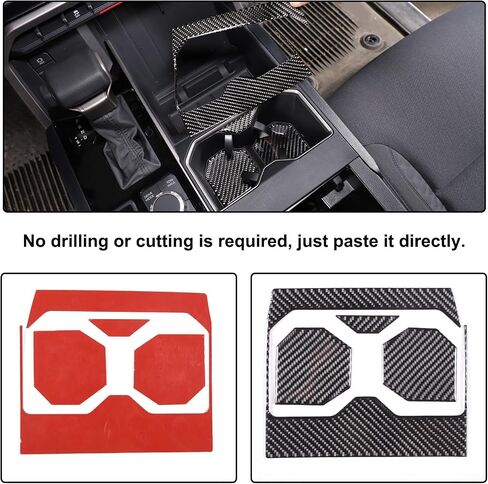 Car Front Seat Central Armrest Cup Holder Cup Panel Trim Sticker Compatible with Toyota Tundra/Sequoia 2022-2024 Real Carbon Fiber Center Console Cup Holder Decorative Frame Protect Cover Accessories in Saudi Arabia