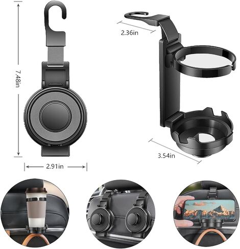 Headrest Hooks for Car, Multifunctional Car Seat Hooks for Headrest, Foldable Car Headrest Hook for Purse Bags Cups and Phone Holders (Black) in Saudi Arabia