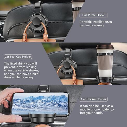 Headrest Hooks for Car, Multifunctional Car Seat Hooks for Headrest, Foldable Car Headrest Hook for Purse Bags Cups and Phone Holders (Black) in Saudi Arabia