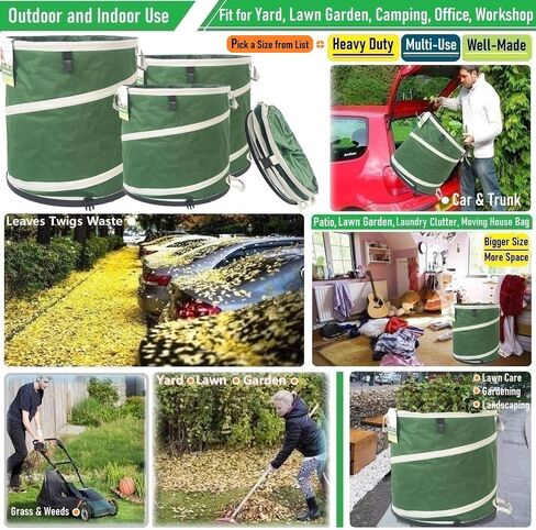 24 Gallon & 46 Gallon Collapsible Trash Can with Solid Bottom Yard Garden Bags for Pop-Up Trash Can,RV Camping Waste Bin,Yard Waste Bag,Debris Bag,Recycle Bin,Laundry Hamper,Lawn Grass,Weeds,Leaf Bags in Saudi Arabia