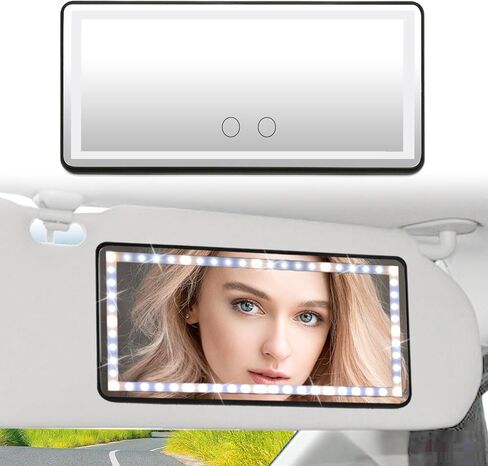 مرآة زينة للسيارة من الشمس، مرآة مكياج مع 3 أوضاع إضاءة و60 مصباح LED، مرآة سيارة بإضاءة LED قابلة لإعادة الشحن مع شاشة تعمل باللمس قابلة للتعتيم، مرآة مكياج داخلية للسيارة، مرآة مكياج عالمية لشاحنة السيارة وسيارات الدفع الرباعي in Kuwait