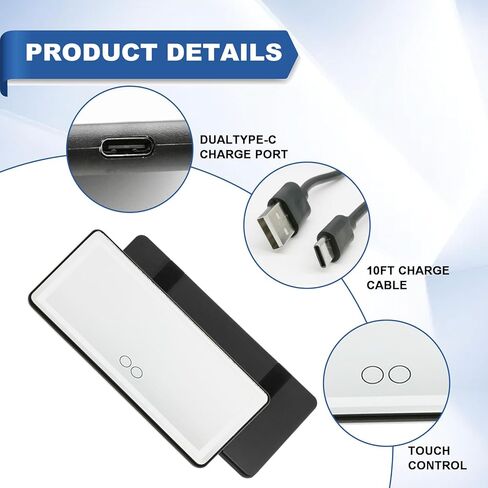 مرآة زينة للسيارة من الشمس، مرآة مكياج مع 3 أوضاع إضاءة و60 مصباح LED، مرآة سيارة بإضاءة LED قابلة لإعادة الشحن مع شاشة تعمل باللمس قابلة للتعتيم، مرآة مكياج داخلية للسيارة، مرآة مكياج عالمية لشاحنة السيارة وسيارات الدفع الرباعي in Kuwait