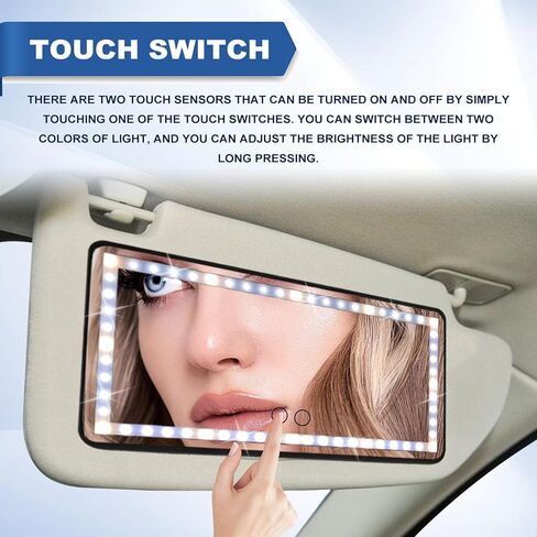 مرآة زينة للسيارة من الشمس، مرآة مكياج مع 3 أوضاع إضاءة و60 مصباح LED، مرآة سيارة بإضاءة LED قابلة لإعادة الشحن مع شاشة تعمل باللمس قابلة للتعتيم، مرآة مكياج داخلية للسيارة، مرآة مكياج عالمية لشاحنة السيارة وسيارات الدفع الرباعي in Kuwait