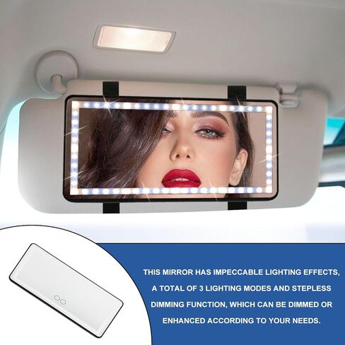 مرآة زينة للسيارة من الشمس، مرآة مكياج مع 3 أوضاع إضاءة و60 مصباح LED، مرآة سيارة بإضاءة LED قابلة لإعادة الشحن مع شاشة تعمل باللمس قابلة للتعتيم، مرآة مكياج داخلية للسيارة، مرآة مكياج عالمية لشاحنة السيارة وسيارات الدفع الرباعي in Kuwait