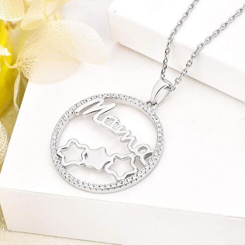 JO WISDOM Women Heart Mum Necklace,925 Sterling Silver Mother Daughter Love Heart AAA Cubic Zirconia Pendant Necklace,Gift for Mum in Saudi Arabia