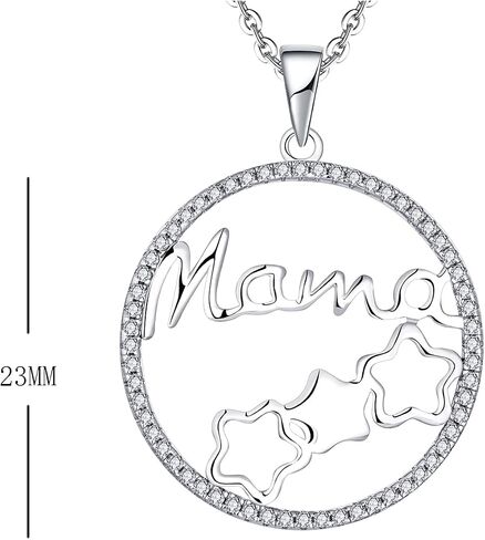 JO WISDOM Women Heart Mum Necklace,925 Sterling Silver Mother Daughter Love Heart AAA Cubic Zirconia Pendant Necklace,Gift for Mum in Saudi Arabia