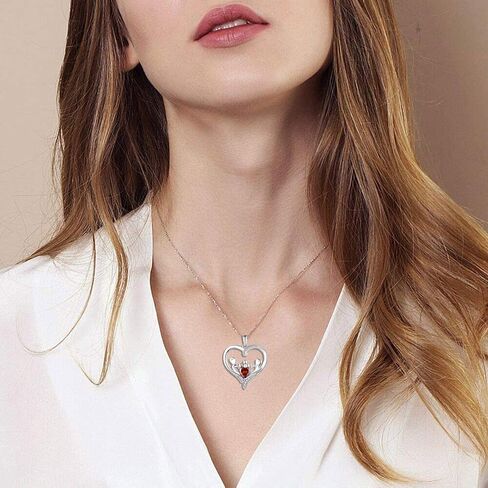 JO WISDOM Women Heart Mum Necklace,925 Sterling Silver Mother Daughter Love Heart AAA Cubic Zirconia Pendant Necklace,Gift for Mum in Saudi Arabia