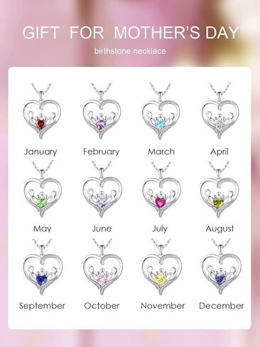 JO WISDOM Women Heart Mum Necklace,925 Sterling Silver Mother Daughter Love Heart AAA Cubic Zirconia Pendant Necklace,Gift for Mum in Saudi Arabia