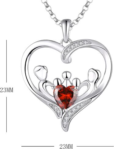 JO WISDOM Women Heart Mum Necklace,925 Sterling Silver Mother Daughter Love Heart AAA Cubic Zirconia Pendant Necklace,Gift for Mum in Saudi Arabia