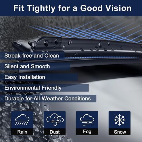 X AUTOHAUX 1 Pair 24" 19" Coating Silicone Front Windshield Wiper Blade Replacement Pair Set for Jaguar S-Type 2001-2008 with Washer Nozzle Connect in Saudi Arabia