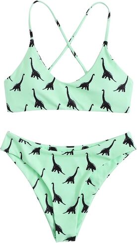 SOLY HUX Women's Cute Print Criss Cross Tie Back Bikini Bathing Suit 2 Piece Swimsuits in Saudi Arabia