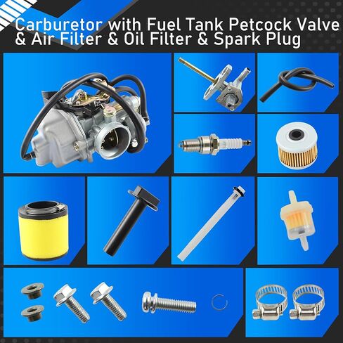 مكربن ​​متوافق مع 1997-2000 2002-2007 Honda TRX 250 Recon 250 TRX250TE TRX250TM ATV مع خزان الوقود وصمام بيتكوك وفلتر الهواء وفلتر الزيت وقابس الإشعال in Kuwait