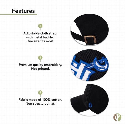 قبعة بيسبول جامعة ديزرت كاكتوس هامبتون فرجينيا بايرتس ذات حواف مطرزة، حزام قماش قابل للتعديل للبالغين (نمط C) أزرق in Kuwait