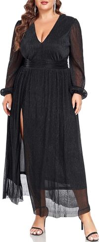 Carrdc Plus Size Maxi Dresses for Curvy Women Long Sleeve Cocktail Dress in Saudi Arabia