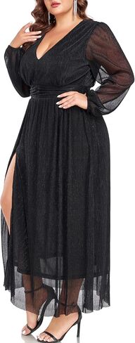 Carrdc Plus Size Maxi Dresses for Curvy Women Long Sleeve Cocktail Dress in Saudi Arabia