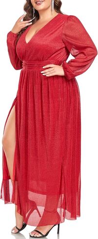 Carrdc Plus Size Maxi Dresses for Curvy Women Long Sleeve Cocktail Dress in Saudi Arabia