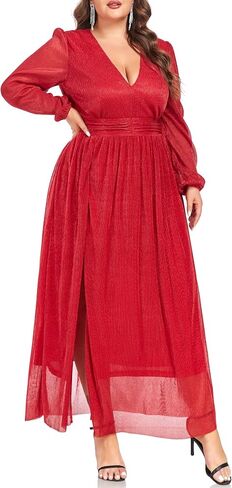 Carrdc Plus Size Maxi Dresses for Curvy Women Long Sleeve Cocktail Dress in Saudi Arabia