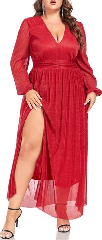 Carrdc Plus Size Maxi Dresses for Curvy Women Long Sleeve Cocktail Dress in Saudi Arabia