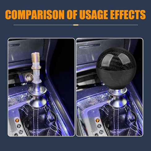 1 PC Car Shift knob, Carbon Pattern Round Comfortable and Durable Shift Lever Wave Stick Head, Car Modification Accessories with 3 Adapters, Universal for Most Cars (Carbon Fiber Black) in Saudi Arabia