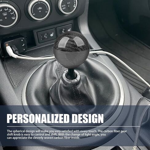 1 PC Car Shift knob, Carbon Pattern Round Comfortable and Durable Shift Lever Wave Stick Head, Car Modification Accessories with 3 Adapters, Universal for Most Cars (Carbon Fiber Black) in Saudi Arabia