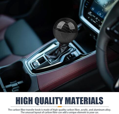 1 PC Car Shift knob, Carbon Pattern Round Comfortable and Durable Shift Lever Wave Stick Head, Car Modification Accessories with 3 Adapters, Universal for Most Cars (Carbon Fiber Black) in Saudi Arabia