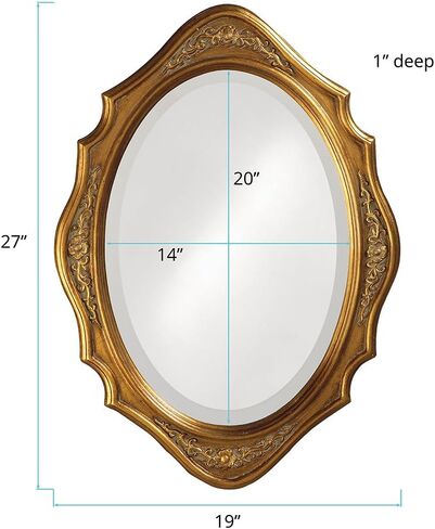 Howard Elliott Trafalgar Virginia Silver Leaf Oval Wall Mounted Mirror with Cameo-Esque Wood Frame, Decorative Wall Mirrors for Home and Office, 19 x 27 Inch in Saudi Arabia