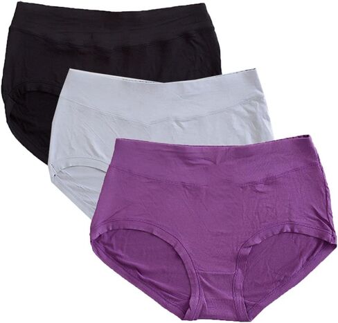 Warm Sun Women's rayon derived from bamboo Multi Pack Plus Size Stretchy Soft Breathable High Middle Waist Panties Size S-3XL in Saudi Arabia