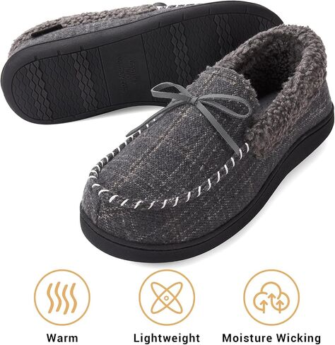 VONMAY Men's Cozy Moccasin Slippers Memory Foam House Shoes Indoor Otdoor Slippers with Rubber Sole in Saudi Arabia