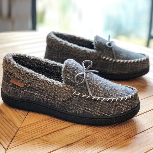 VONMAY Men's Cozy Moccasin Slippers Memory Foam House Shoes Indoor Otdoor Slippers with Rubber Sole in Saudi Arabia