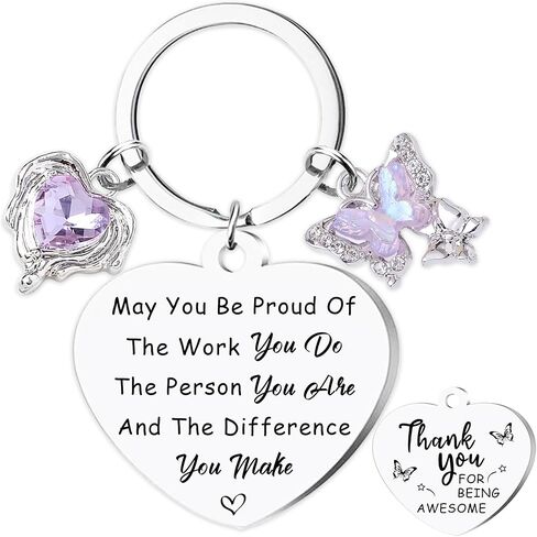 Thank You Gifts Appreciation Keychain - Inspirational Keyring for Women, Employee, Teacher, and Coworker for Thanksgiving in Saudi Arabia